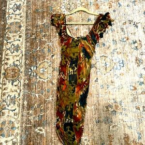 T.F.N.C dress midi size small. Mesh stretchy colorful with no sippers.